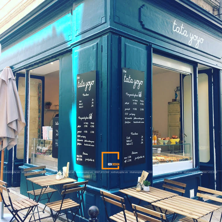 thiết kế mặt tiền quán cafe kiểu Pháp